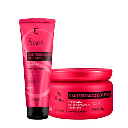 Kit Eudora Siàge Cauterização Dos Fios 4D - Shampoo 250ml + Máscara de Cauterização 250g Kit