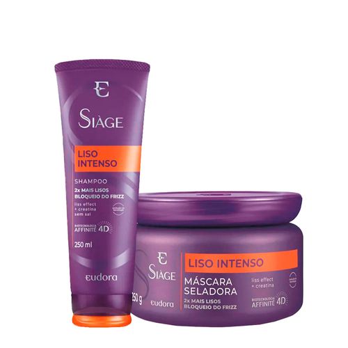 Kit Eudora Siàge Liso Intenso 4D - Shampoo 250ml + Máscara Antifrizz 250g Kit