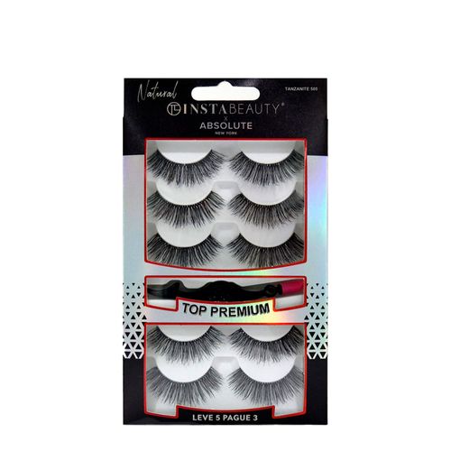 Cílios Postiços Longo Natural Absolute New York Pack Tanjanite 505 Preto 5 Pares 505 Preto