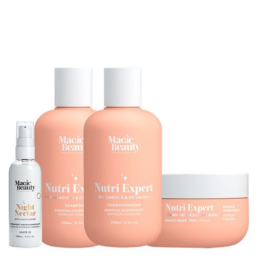 Kit Magic Beauty Nutri Expert Vitamin Nectar - Shampoo 250ml + Condicionador 250ml + Máscara 200g + Night Nectar 100ml Kit