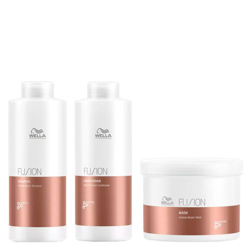 Kit Wella Professionals Fusion - Shampoo 1000ml + Condicionador 1000ml + Máscara 500ml Kit