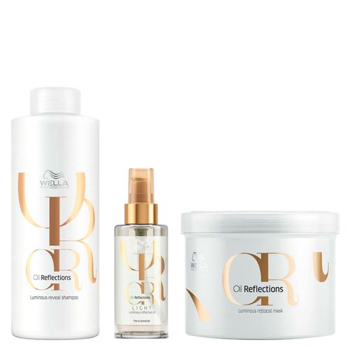 Kit Wella Professionals Oil Reflections - Shampoo 1000ml + Máscara 500ml + Óleo Light 100ml Kit