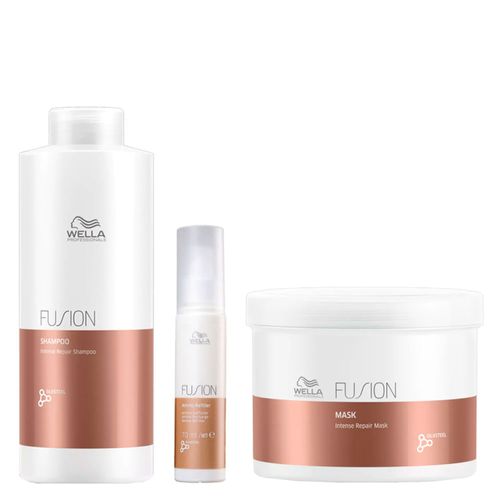 Kit Wella Professionals Fusion - Shampoo 1000ml + Máscara 500ml + Tratamento Reconstrução 70ml Kit