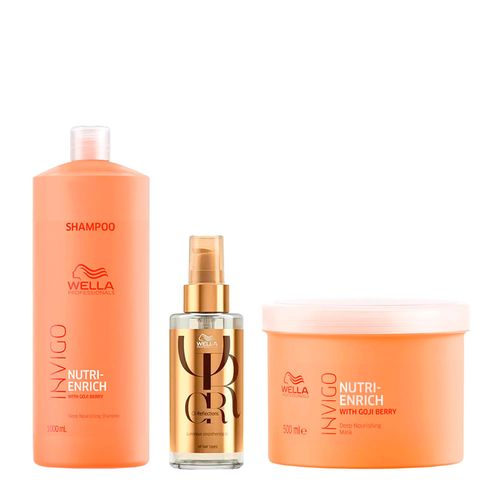 Kit Wella Professionals Invigo Nutri Enrich - Shampoo 1000ml + Máscara 500ml + Óleo 100ml Kit