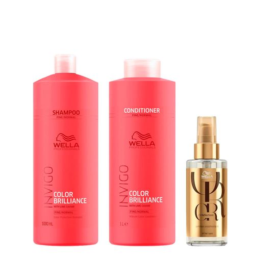 Kit Wella Professionals Invigo Color Brilliance - Shampoo 1000ml + Condicionador 1000ml + Óleo Capilar 100ml Kit