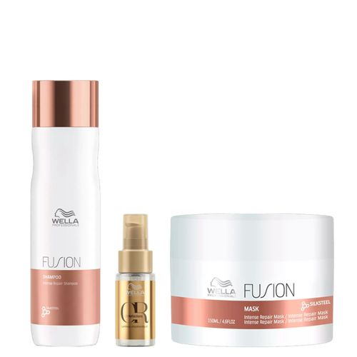 Kit Wella Professionals Fusion - Shampoo 250ml + Máscara 150ml + Óleo 30ml Kit