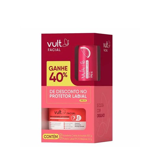Kit Vult Facial Creme Hidratante Antissinais 100g + Protetor Labial Fps15 Melancia 3,5g 3,5 g