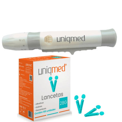 KIT 1 LANCETADOR + 100 LANCETAS UNIQMED