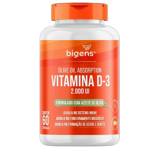 VITAMINA D3 2000 UI COM AZEITE DE OLIVA 60 CAPSULAS BIGENS