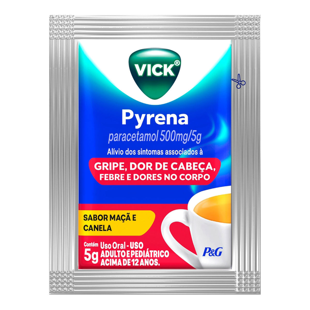 Analgésico e Antitérmico Vick Pyrena 500mg/5g 5g Maçã e Canela