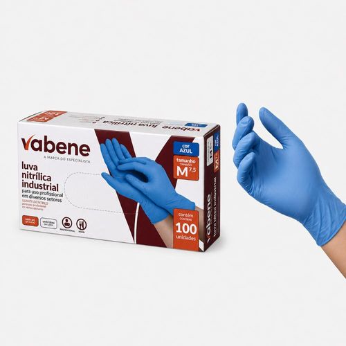 Luva Nitrílica Azul Tam M - Vabene