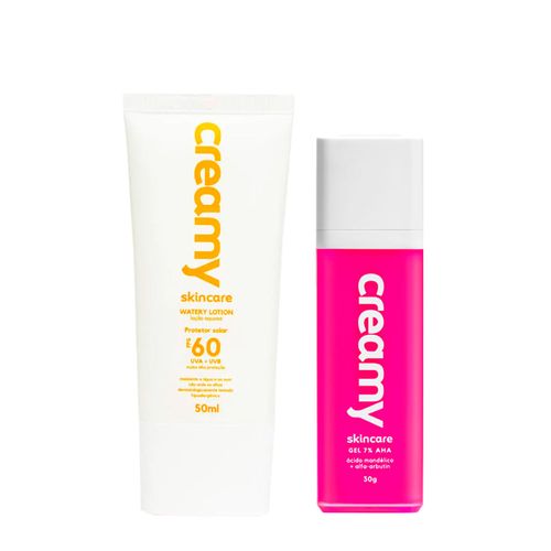 Kit Facial Creamy - Watery Lotion Protetor Solar Fps60 50ml + Ácido Mandélico 30g Kit Kit Facial Creamy - Watery Lotion Protetor Solar Fps60 50ml + Ácido Mandélico 30g Kit