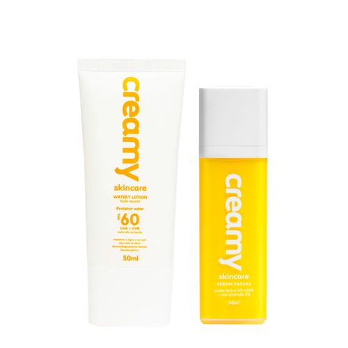 Kit Facial Creamy - Watery Lotion Protetor Solar Fps60 50ml + Sérum Facial Ácido Lático 30ml Kit