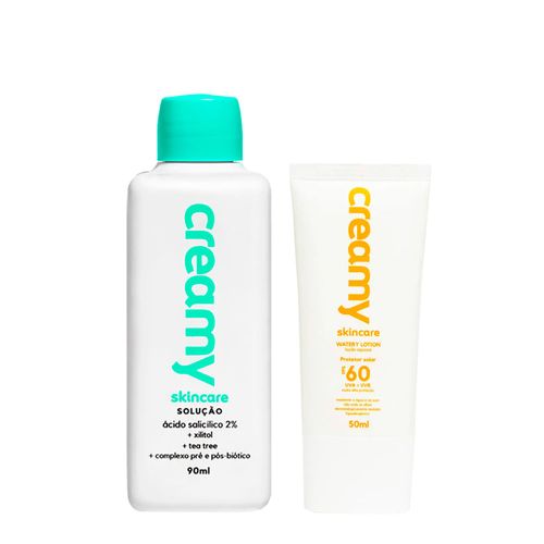 Kit Facial Creamy - Watery Lotion Protetor Solar Fps60 50ml + Ácido Salicílico 90ml Kit