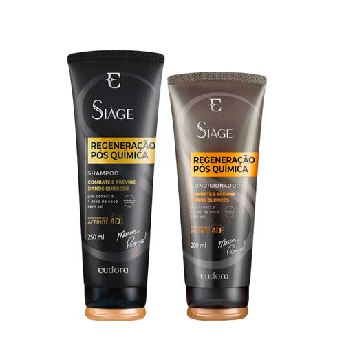 Kit Eudora Siàge Regeneração Pós Química 4D - Shampoo 250ml + Condicionador 200ml Kit