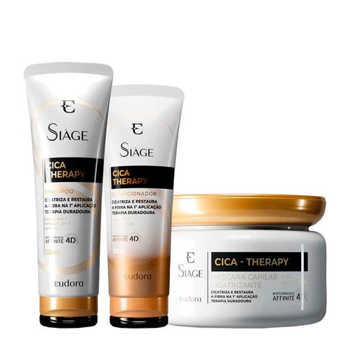 Kit Eudora Siàge Cica Therapy - Shampoo 250ml + Condicionador 200ml + Máscara Cicatrizante 250ml Kit