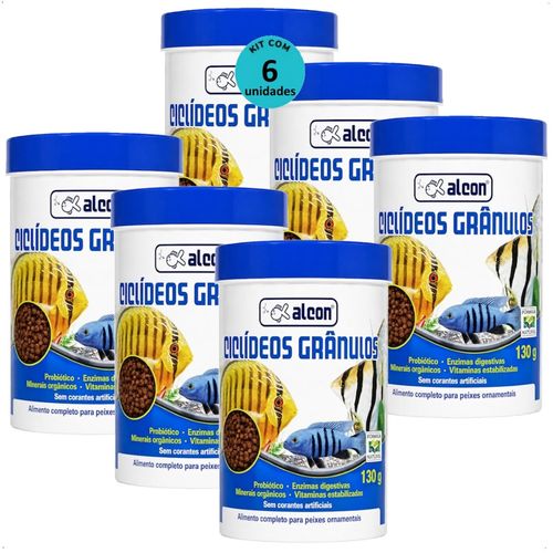 RAÇÃO ALCON CICLÍDEOS GRÂNULOS 130G KIT COM 6 ALCON CICLÍDEOS GRÂNULOS 130G KIT COM 6