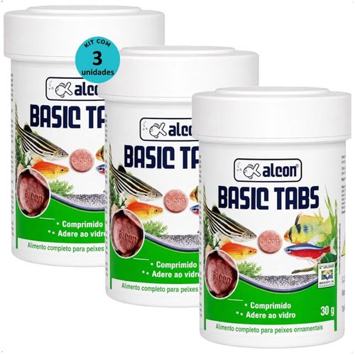 RAÇÃO ALCON BASIC TABS 30G KIT COM 3