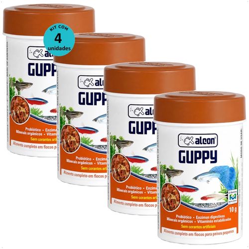 RAÇÃO ALCON GUPPY FLOCOS 10G KIT COM 4