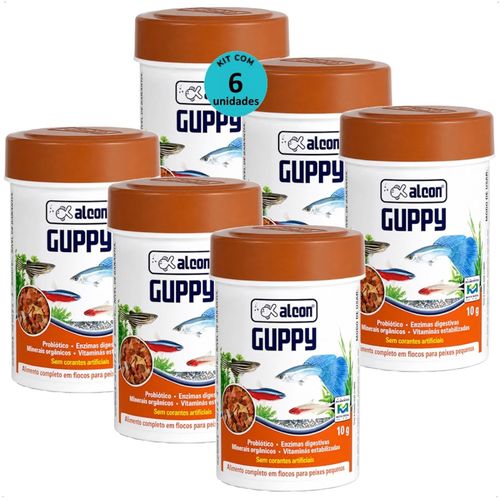 RAÇÃO ALCON GUPPY FLOCOS 10G KIT COM 6