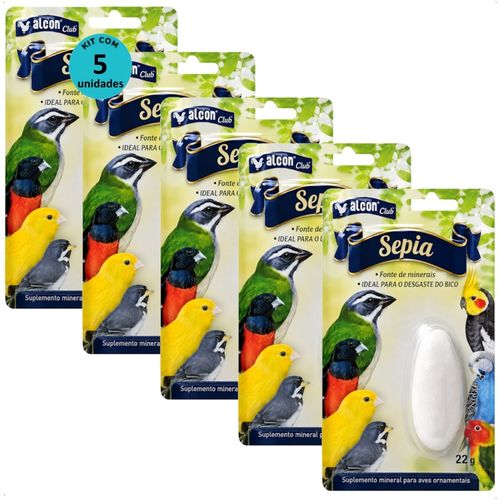 ALCON CLUB SÉPIA SUPLEMENTO MINERAL P/ AVES ORNAMENTAIS 22G KIT COM 5