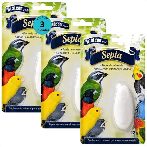 ALCON CLUB SÉPIA SUPLEMENTO MINERAL P/ AVES ORNAMENTAIS 22G KIT COM 3