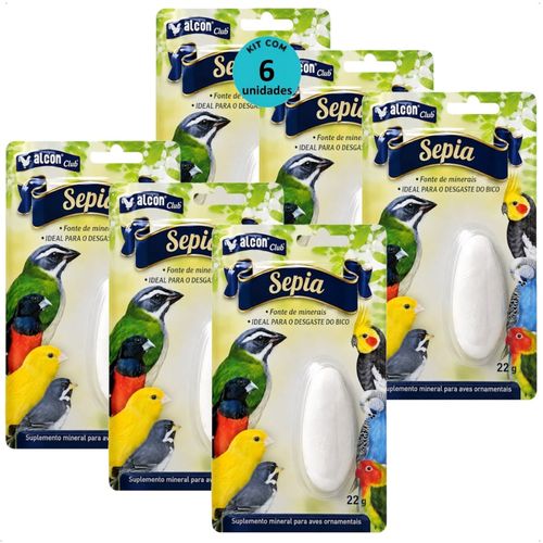 ALCON CLUB SÉPIA SUPLEMENTO MINERAL P/ AVES ORNAMENTAIS 22G KIT COM 6
