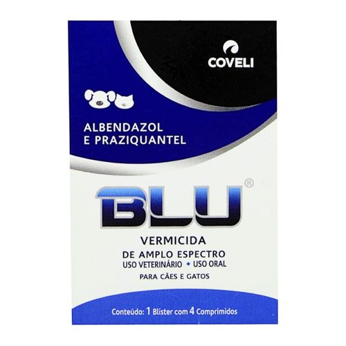 BLU COM 4 COMPRIMIDOS VERMÍFUGO PARA CÃES E GATOS COVELI KIT COM 2