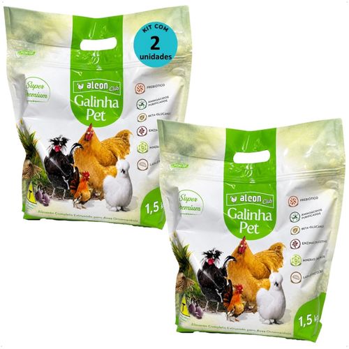 ALCON CLUB GALINHA PET 1,5KG PARA GALINHAS ORNAMENTAIS E COMPANHIA KIT COM 2