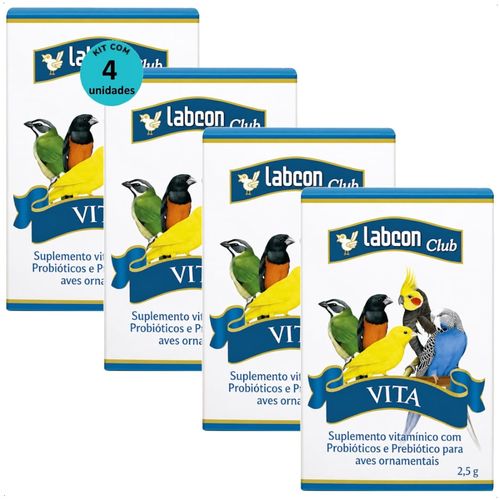 ALCON LABCON CLUB VITA PROBIÓTICO AVES ORNAMENTAIS KIT COM 4