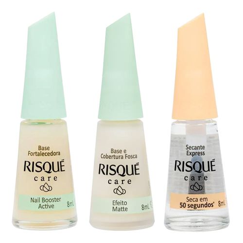 Kit-Esmalte-Risque-Care-Base-Fosca-Secante-Express-Base-Fortalecedora-8ml-Cada