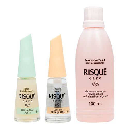 Kit-Esmalte-Risque-Care-Secante-Express-8ml-Base-Fortalecedora-8ml-Removedor-7-em-1-100ml