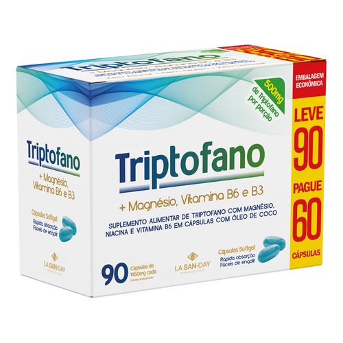 Triptofano + Magnésio, Vitamina B3 e Vitamina B6  90 Cápsulas