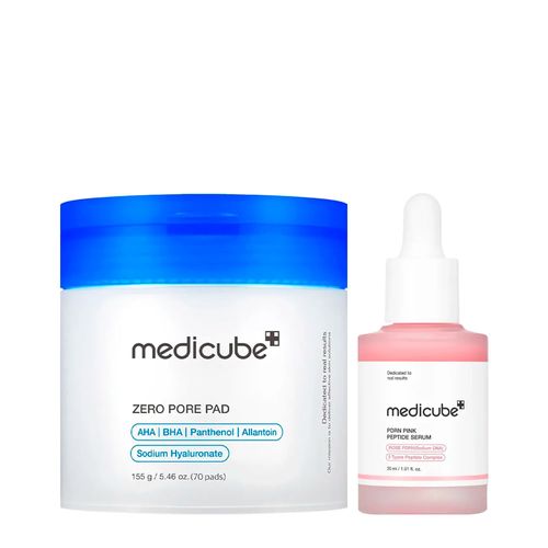 Kit Medicube Zero Pore Disco Esfoliante Facial - 70 Unidades + Pdrn Pink Peptide Sérum Facial 30ml Kit