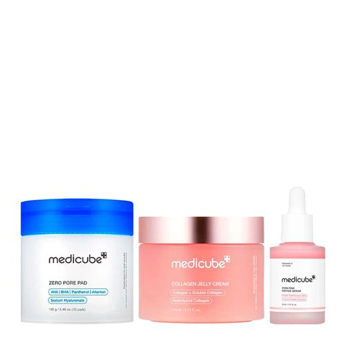 Kit Medicube Collagen Creme Facial 50ml + Discos Esfoliante Facial + Pdrn Pink Peptide Sérum Facial 30ml Kit