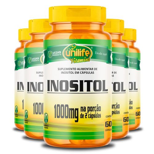 Kit 5 Inositol Unilife 60 cápsulas