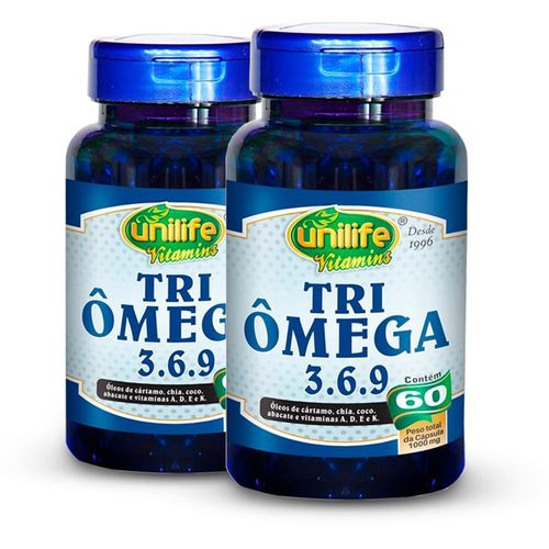 Kit 2 Tri Ômega (Ômega 3, 6 e 9)  Unilife 60 cápsulas