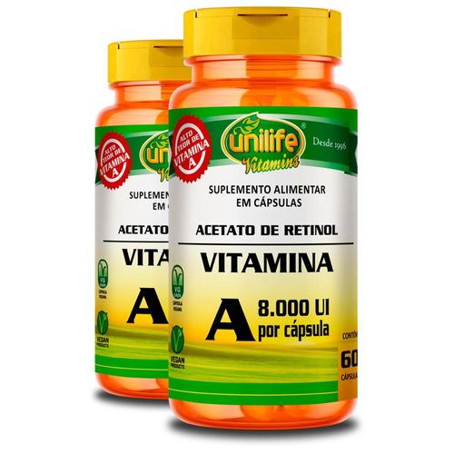 Kit 2 Vitamina A Retinol Unilife 60 Cápsulas