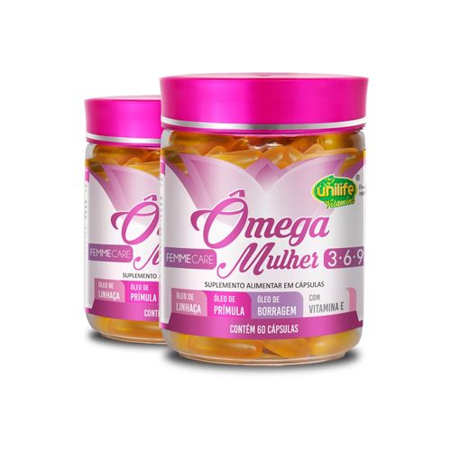 Kit 2 Ômega 3,6 e 9 mulher 1000mg Unilife 60 Cápsulas