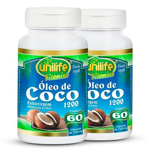 Kit 2 Óleo de Coco Extravirgem Unilife 60 Cápsulas