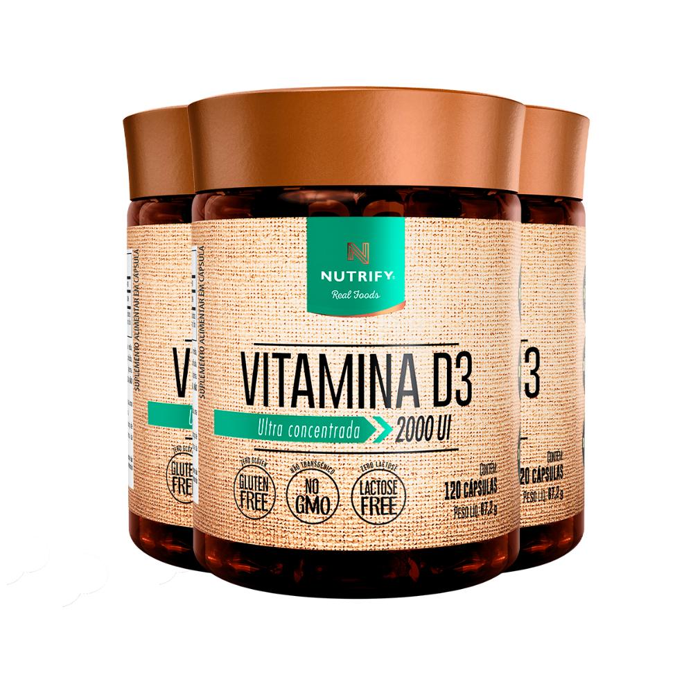 Kit 3 Vitamina D3 2000 Ui Nutrify 120 Cápsulas