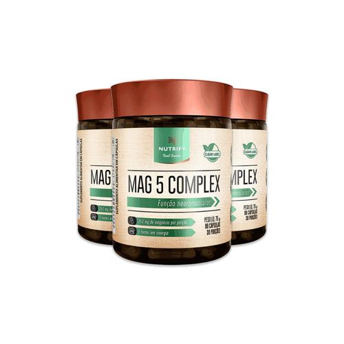 Kit 3 Magnésio 5 Complex Nutrify 90 Cápsulas