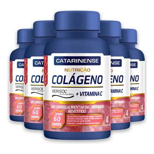 Kit 5 Colágeno Verisol e Vit. C Catarinense 60 Cápsulas