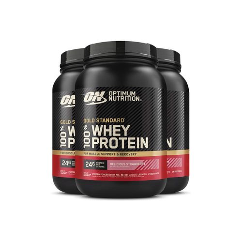 Kit 3 Whey Gold Standard Optimum Nutrition Morango 907g