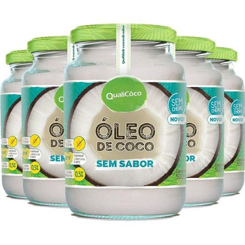 Kit 5 Óleo de Coco Sem Sabor Qualicoco 500ml