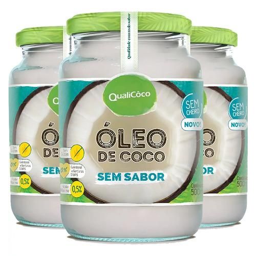 Kit 3 Óleo de Coco Sem Sabor Qualicoco 500ml