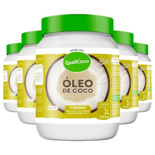 Kit 5 Óleo de coco Virgem Qualicoco 1 litro