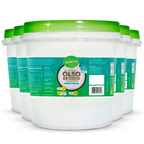 Kit 5 Óleo de Coco Virgem Sem Sabor Qualicoco 3 Litros