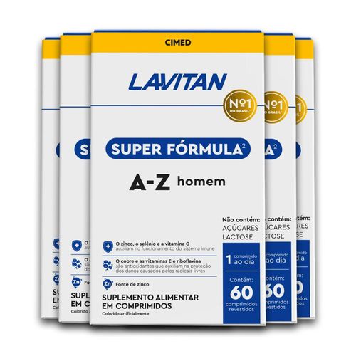Kit 5 Multivitamínico Homem Lavitan 60 Comprimidos