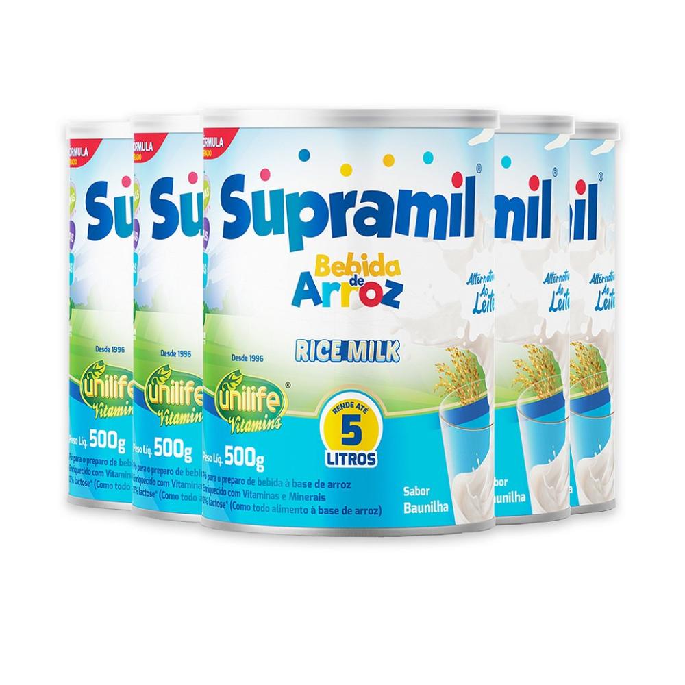Kit 5 Supramil Bebida Rice Milk Unilife 500g 178qw9067m627186